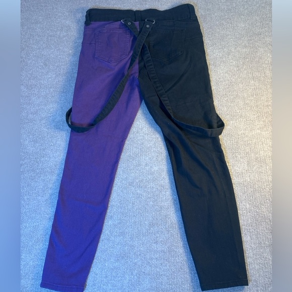 HT Denim Hi-Rise Super Skinny Pants Sz 18 Black/Purple Two-Tone with Straps 1124 - Picture 3 of 3